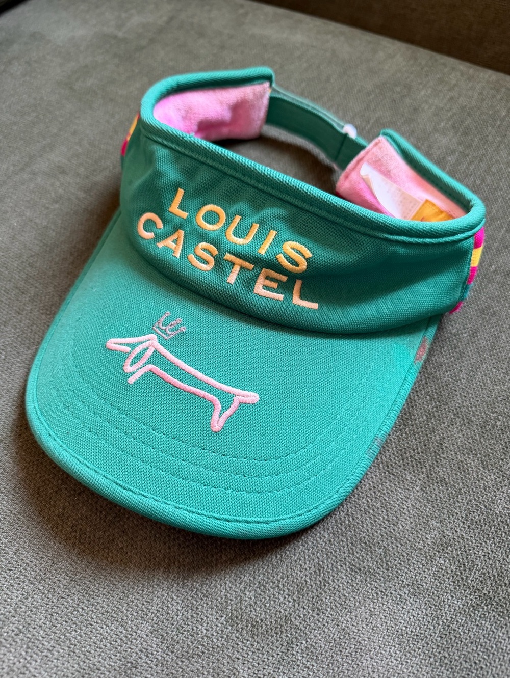 Green Visor Cap with Pink Embroidery